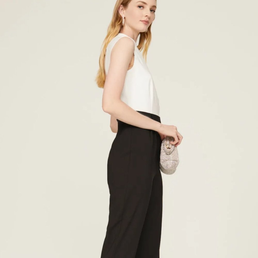 Anthropologie Hutch Open Back White & Black Jumpsuit Size 4